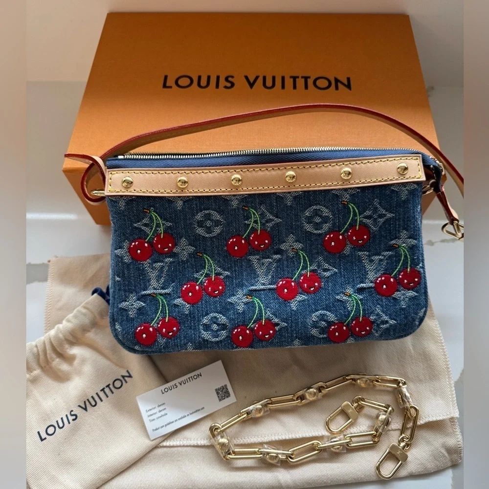 LV x TM Pochette Accessoires - Monogram cherry denim